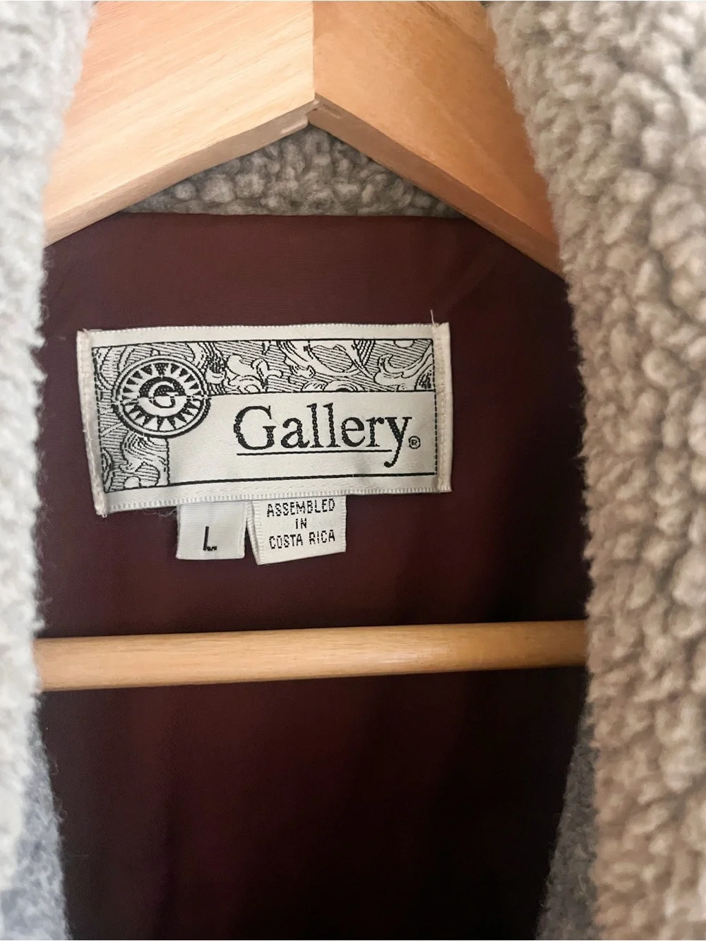 Vintage Gallery Womens Brown & Gray Wool-Blend Pea Coat with Sherpa Collar warm